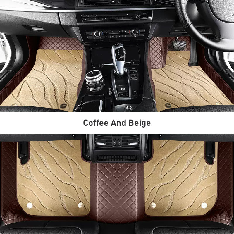 Custom Car Floor Mats Diamond Pattern3*3CM Full Coverage Dual Layer Galaxy - LMY -  7-Seats-Beige-Coffee