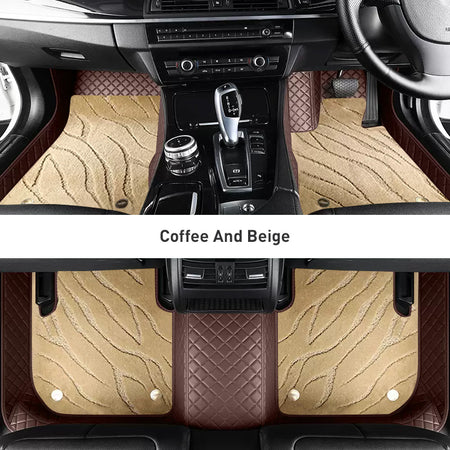 Custom Car Floor Mats Diamond Pattern3*3CM Full Coverage Dual Layer Galaxy - LMY -  7-Seats-Beige-Coffee