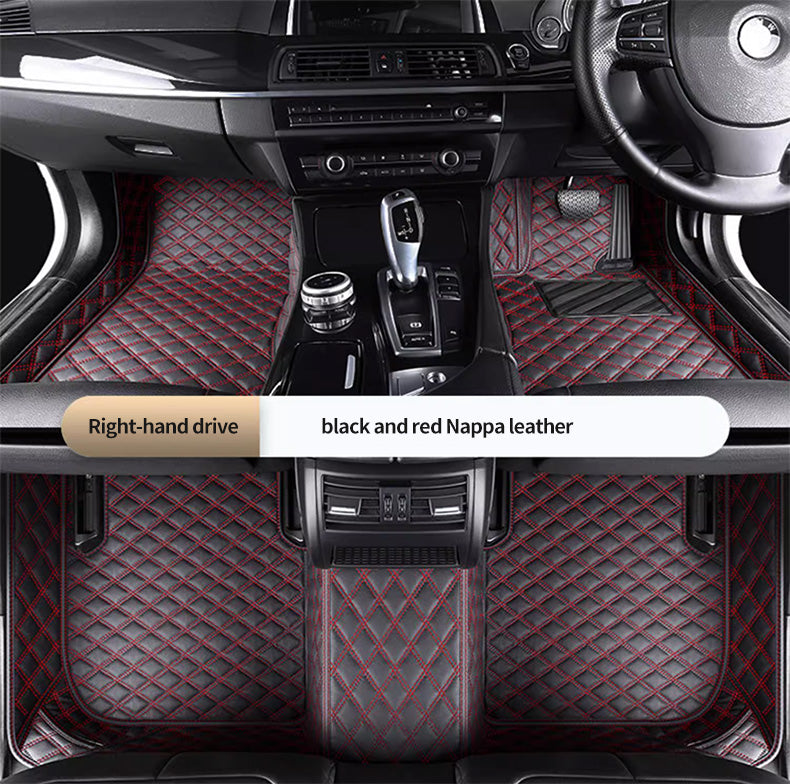 Custom Car Floor Mats Diamond Pattern5*7cm Full Coverage - LMY -  Black-Red-7-Seats