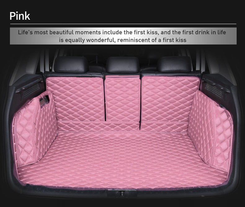 Custom Car Boot Liner Protector Diamond Pattern5*7CM Full Coverage - LMY - 7-Seats-PInk-Full-Cover