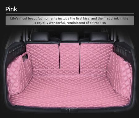 Custom Car Boot Liner Protector Diamond Pattern5*7CM Full Coverage - LMY - 7-Seats-PInk-Full-Cover