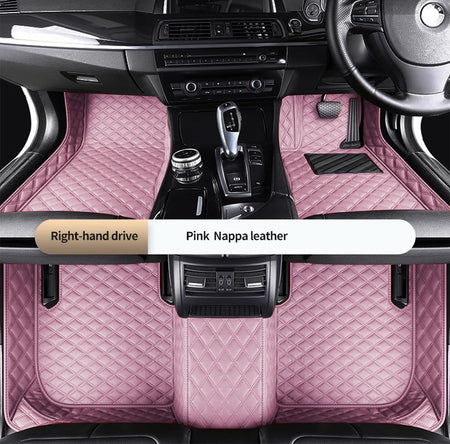 Custom Car Floor Mats Diamond Pattern5*7cm Full Coverage - LMY -  PInk-7-Seats