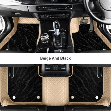 Custom Car Floor Mats Diamond Pattern3*3CM Full Coverage Dual Layer Galaxy - LMY -  7-Seats-Black-Beige