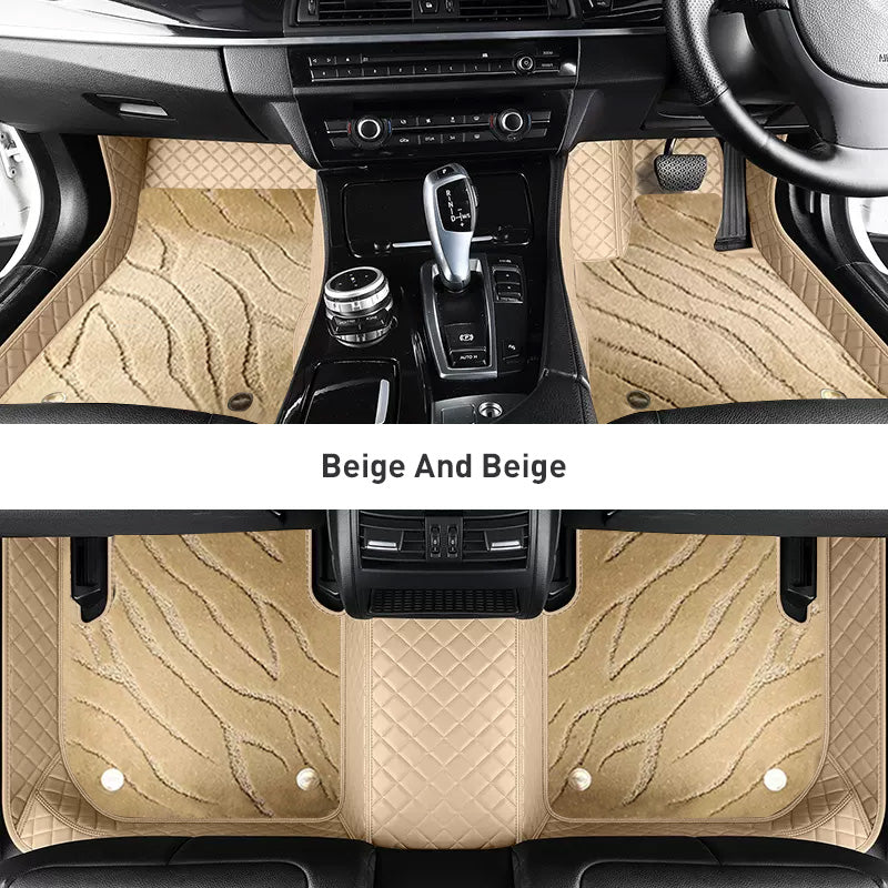 Custom Car Floor Mats Diamond Pattern3*3CM Full Coverage Dual Layer Galaxy - LMY -  7-Seats-Beige-Beige