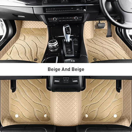 Custom Car Floor Mats Diamond Pattern3*3CM Full Coverage Dual Layer Galaxy - LMY -  7-Seats-Beige-Beige